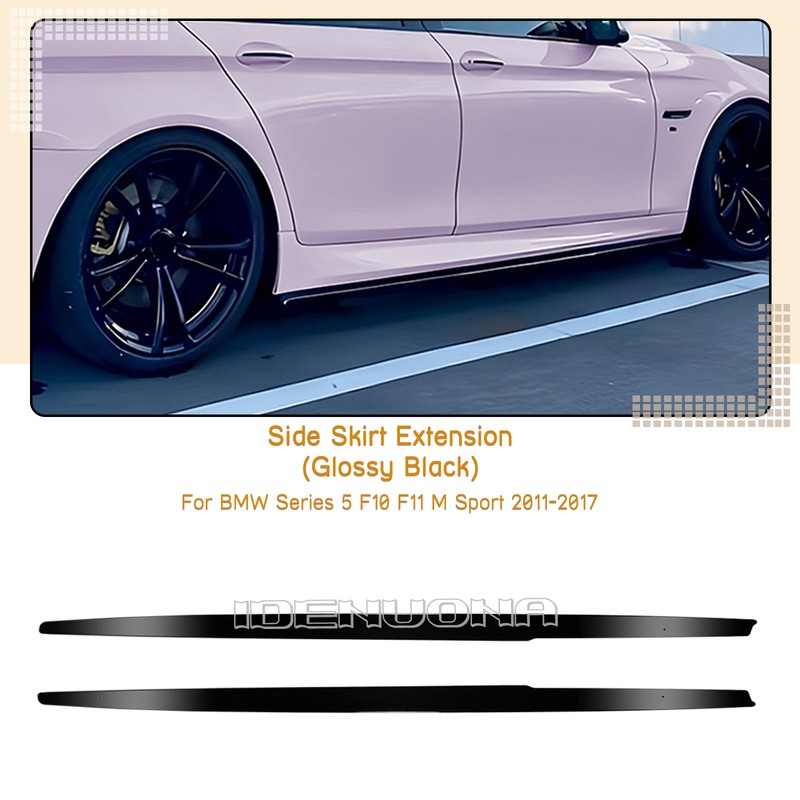 Gloss Black Side Skirt Extension Cover For BMW 5 Series F10 F11 M Sport 11-17