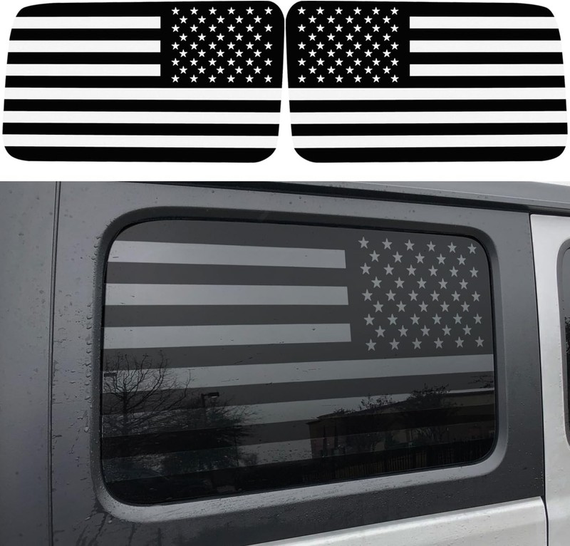 2X Car Rear Window American Flag Vinyl Decal For Jeep Wrangler JK JKU 2007-2018 gallery