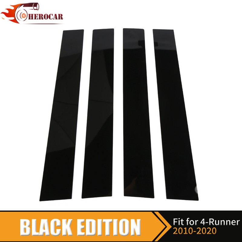 Black Windoow Pillar Post Trim Set For 4Runner 2010+ B Pillar Cover Accessories