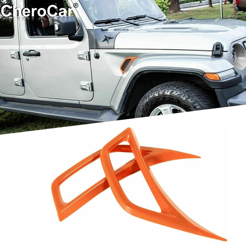 Side Leaf Air Vent Cover Trims For Jeep Wrangler JL JT 2018+ Accessories Orange