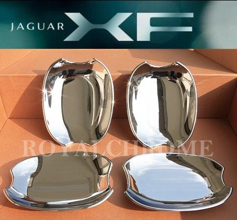DELUXE CHROME Door Handle Cup Inserts Bucket Cover x4 JAGUAR XF 08-15 XJ 09 on
