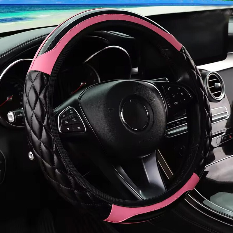 15'' Carbon Fiber Leather Automotive Steering Wheel Cover Car Accessories 38cm gallery