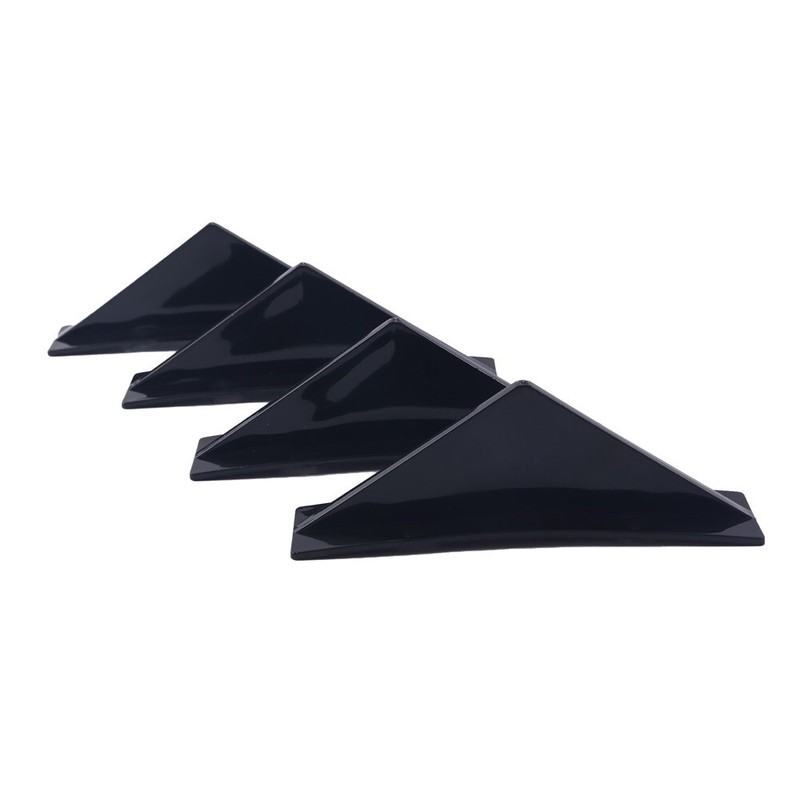 Universal For Rear Bumper Lip Diffuser Shark Fins Unpainted Black 4Pc Kit - ABS gallery