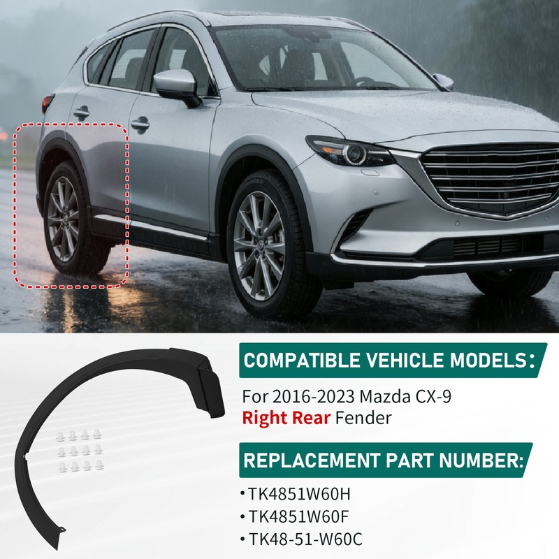 Rear Passenger RH Side Fender Opening Wheel Arch Trim For Mazda CX-9 2016-2023 gallery