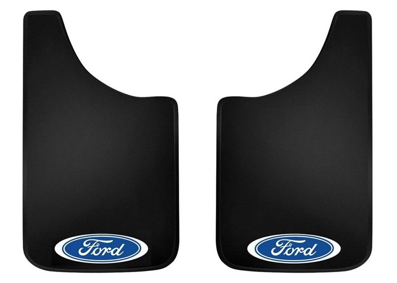 (2) Plasticolor 000539R01 11″ x 19″ Easy Fit Mud Guards With Ford Blue Oval New