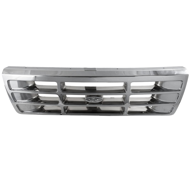 Grille For 1992-1996 Ford F-150 92-97 Ford F-350 Chrome Shell and Gray Insert