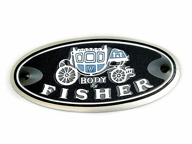 "Body By Fisher" Aluminum Door Sill Scuff Plate Emblems Decals Pair New Set gallery