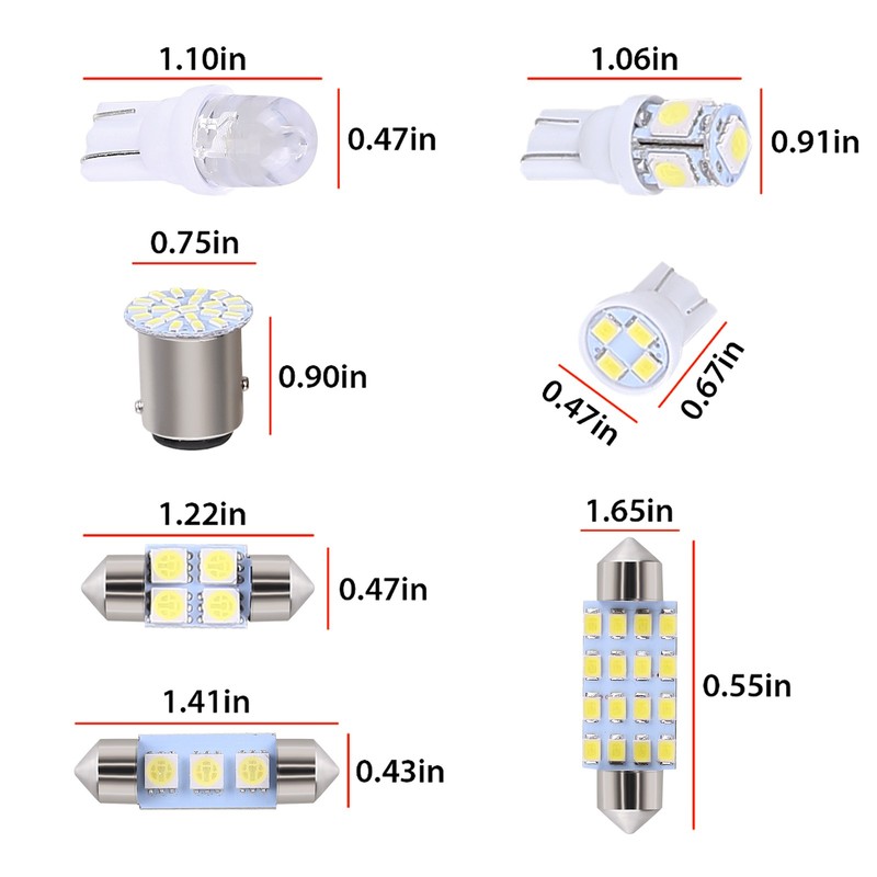 42PCS Car Interior Combo LED Map Dome Door Trunk License Plate Light Bulbs White gallery