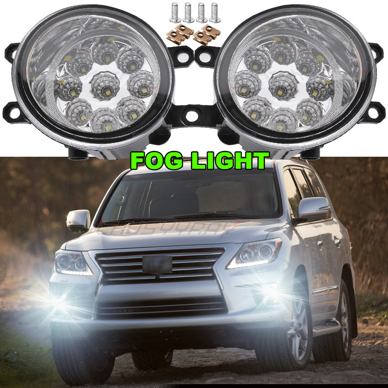 For Lexus LX570 2008-2013 Pair Clear Lens Front Bumper Fog Light Lamp Assembly