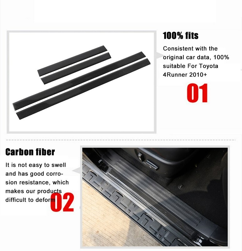 Carbon Fiber Inner Threshold Non-slip Guard Plate Stickers Trim For 4Runner 2010 gallery
