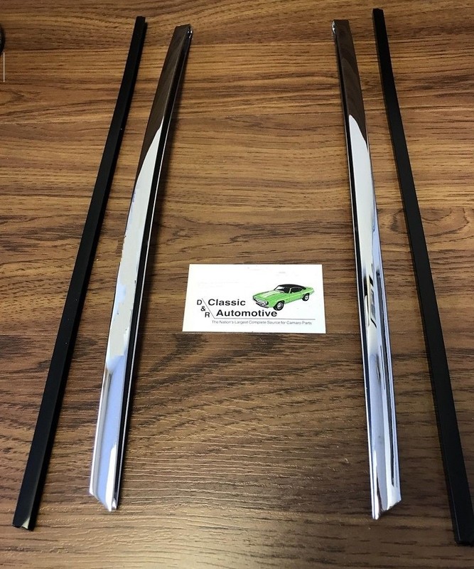 Quarter Window Vertical Chrome 68-72 2dr coupe and convertible sash molding trim