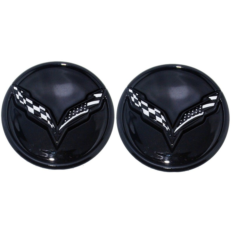 2Pc US Flag Black Wheel Center Cap Fits 2014-2019 C7 23217059 68mm 2.7″