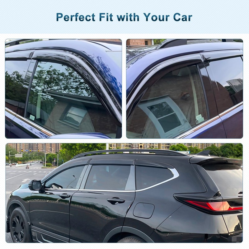 Window Visors Rain Guards 6pc Tape-On for 2017-2022 Honda CR-V No Drill gallery