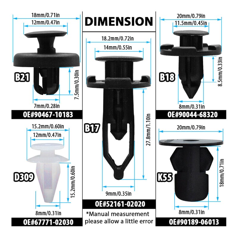 FOR TOYOTA & LEXUS Trim Panel Clips Bumper Fender Push Pin Rivet 7 8 9mm Engine gallery