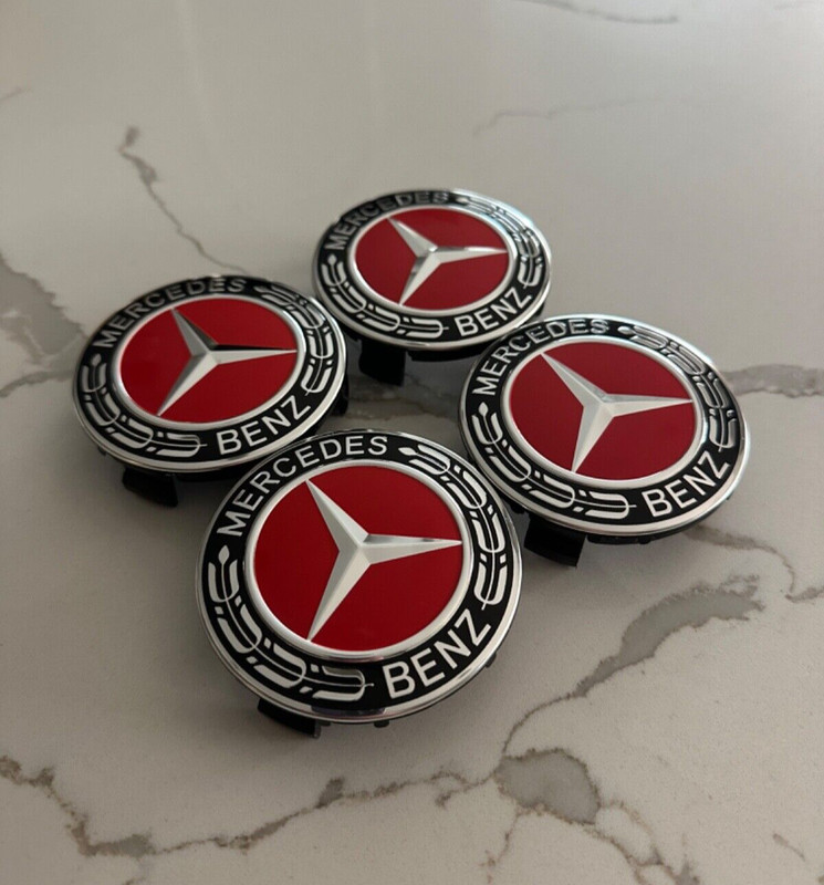 Set of 4 Mercedes Benz Center Caps Red-Black 75mm/2.95Inch Will Fit Most Models gallery