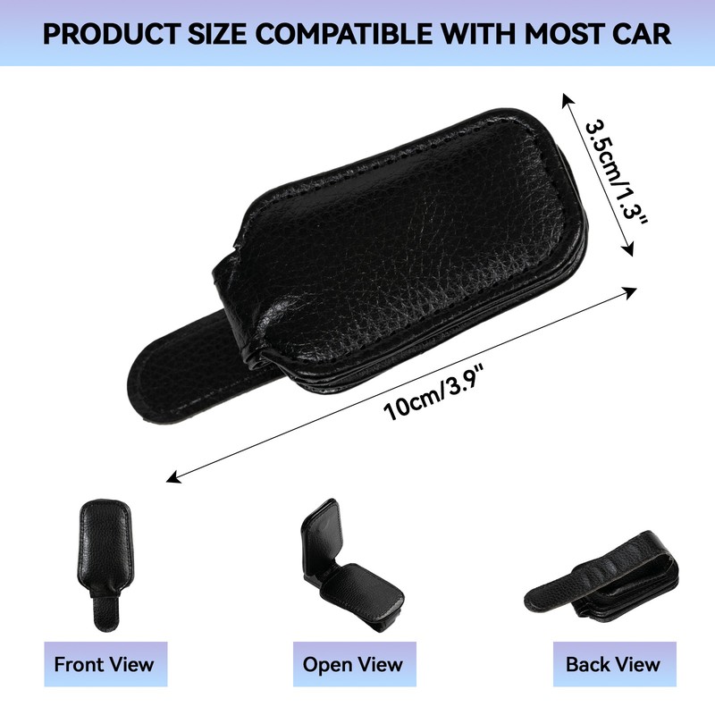 2Pc Car Sun Visor Leather Glasses Sunglasses Card Ticket Holder Clip Accessories gallery