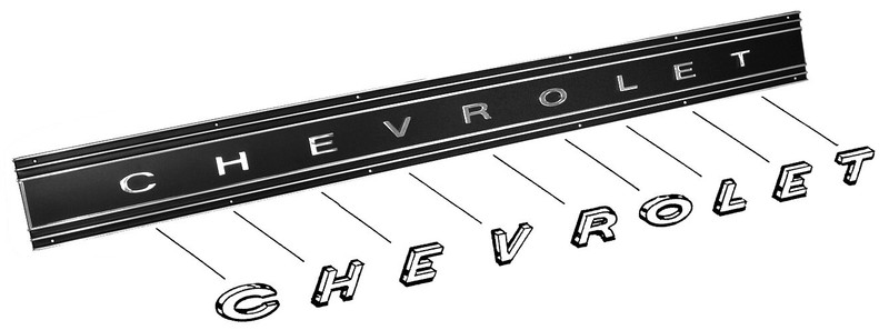 1969 1970 1971 1972 CHEVROLET TRUCK CHROME TAILGATE BAND LETTERS ONLY 67-65014-C