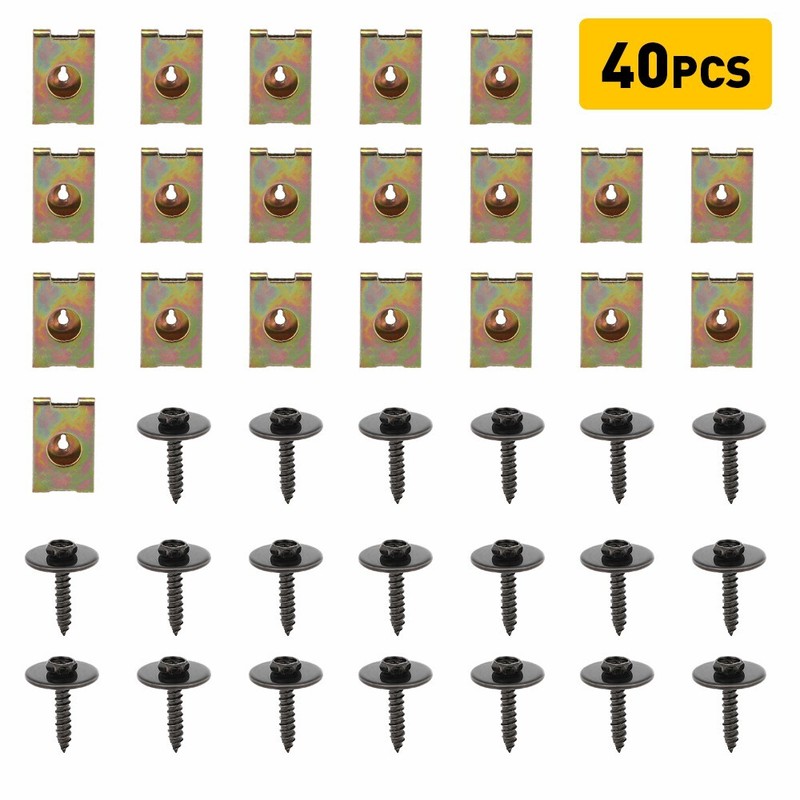 40x Engine Under Cover Splash Shield Body M6 Bolts U-nut Clip For Mercedes-Benz