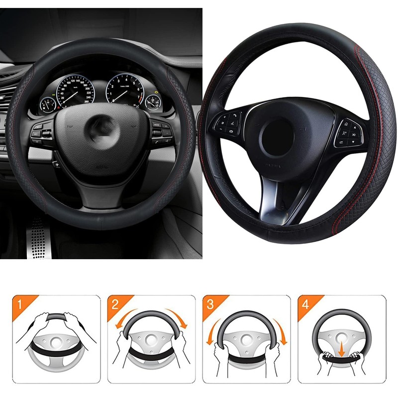 For Toyota Car Durable Leather Steering Wheel Cover Breathable Anti-Slip 15»