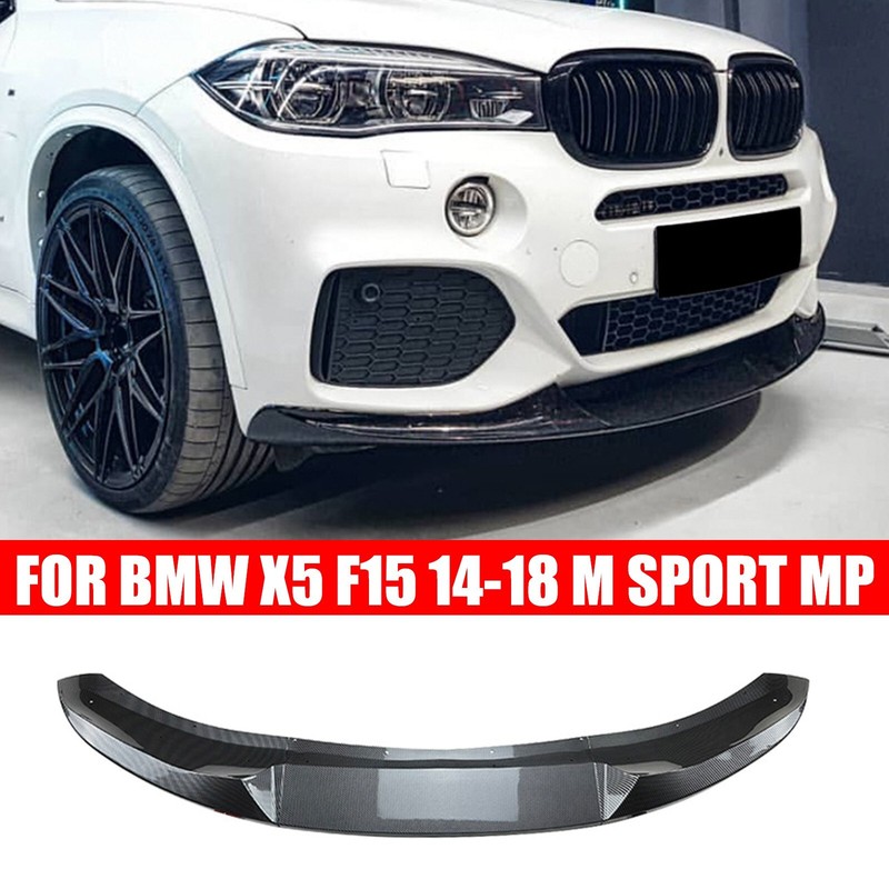 Front Spoiler Lip Kit Black Carbon Fiber Look Fit For BMW X5 F15 2014-18 M-Sport