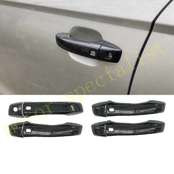 8pcs Carbon fiber Side Door Handle protect decor Cover For Audi A6 C7 2012~2018