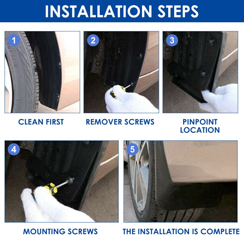 Splash Guards Car Mud Flaps for Front Rear / Tires - Universal Fit Easy Install gallery