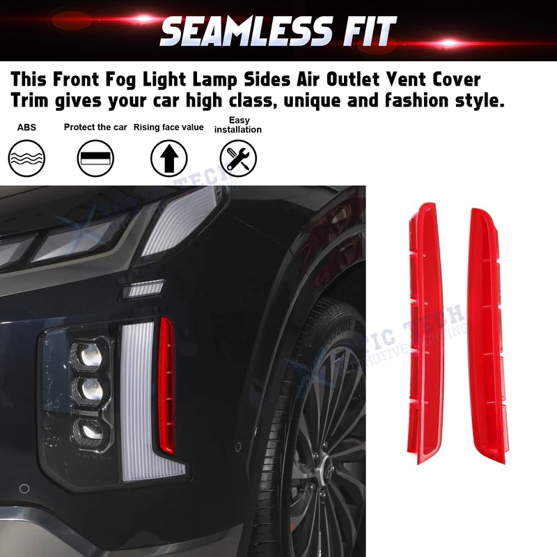 2x Red Headlight / Fog Light Side Decoration Trim For Hyundai Palisade 23-2025 gallery