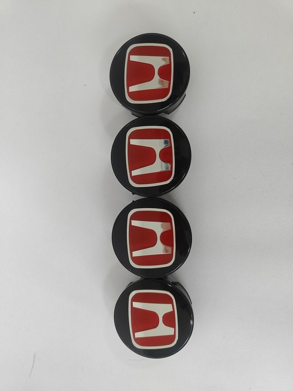 US for 58mm HONDA CIVIC FIT Set of 4 JDM Red H Wheel Center Caps Hubs Cover Cap gallery