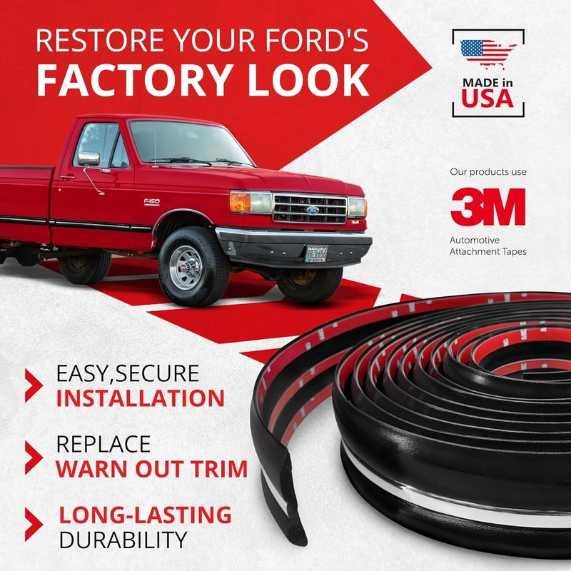 All-Fit 3" 1987-1991 Ford F150, F250, F350 & Bronco OEM Replacement Molding Trim gallery