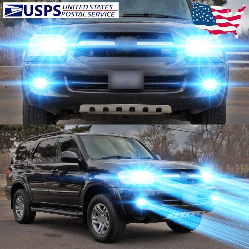 For Toyota Sequoia 2001-2007 Combo 8000K COB LED Headlight Hi/Low+Fog Light Bulb