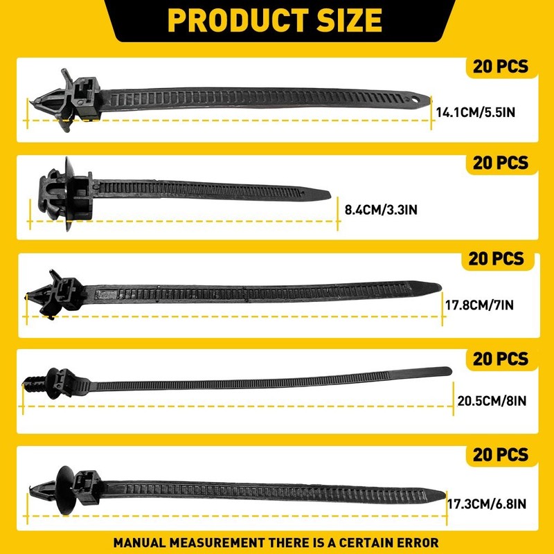 Nylon Push Clips Wire Tie Wrap Released Zip Straps Car Pipe Cable Fastener 100X gallery