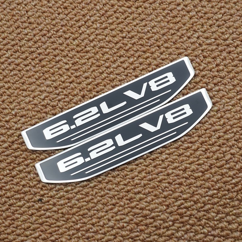 2pcs Silver Black Emblem Fits For 2019-2024 Driver Passenger 6.2L v8 Fender Vent gallery