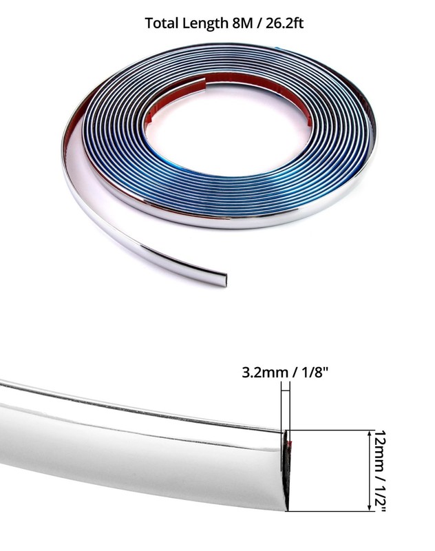 Automotive Chrome Trim Molding 2 Pack 1/2" Wide 26FT DIY Decorative Strip for Ca gallery