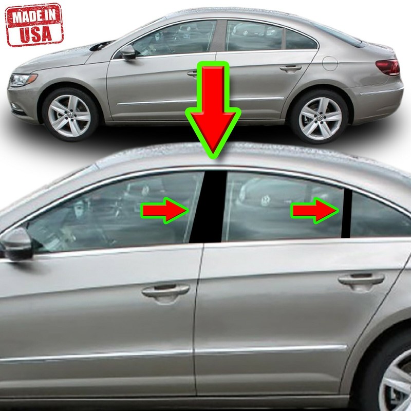 Black Pillar Trim for Volkswagen CC 09-18 4pc Set Door Cover Piano Post