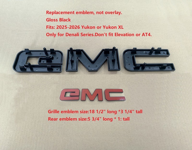Kit OEM Grille & Rear GMC Emblem for 2025-2026 Yukon Denali XL Gloss Black gallery
