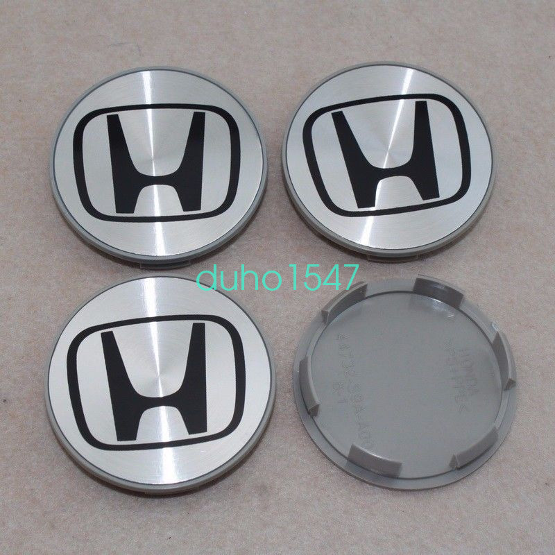 Silver/Black HONDA Set Of 4 Wheel Center Caps 69MM gallery