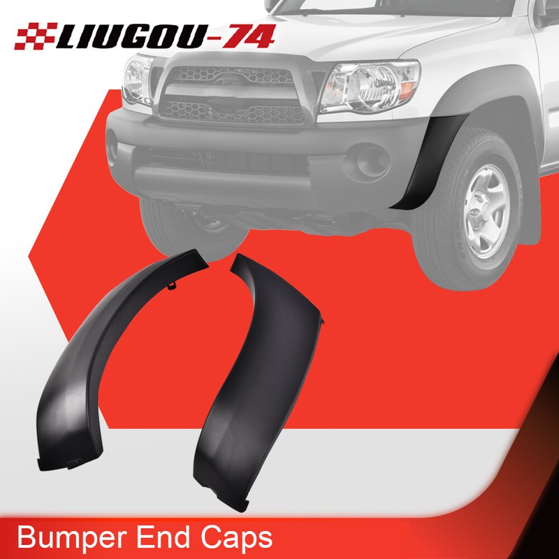 Front Bumper End Caps Primed Black Pair/Left/Right Fit For 05-11 Toyota Tacoma