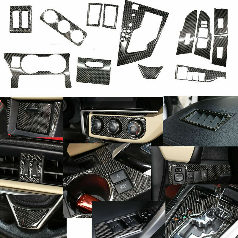 13Pcs Carbon Fiber Full Interior Trim Direct Cover For Toyota Corolla 2014-2018