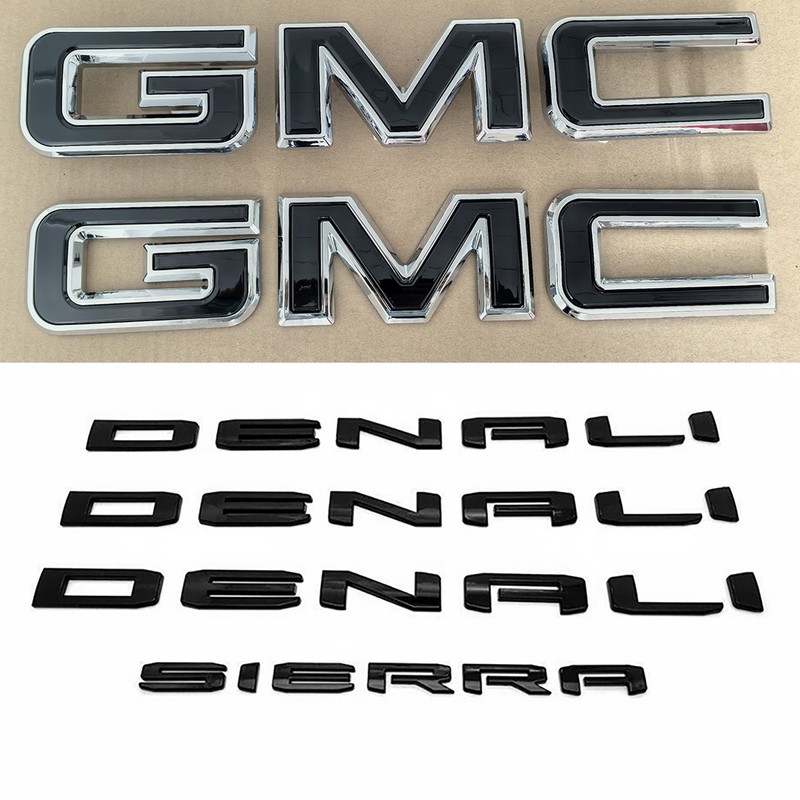 Kit OEM Grille Black GMC Denali Sierra Emblem badge for 2019+ Sierra Chrome