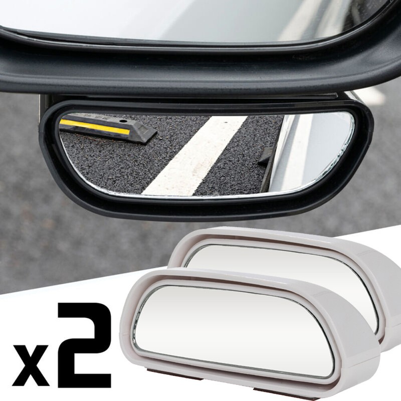 WHITE Panoramic Car Blind Spot Side Rear View Mirror Stick on 360 Wide Angle Tow