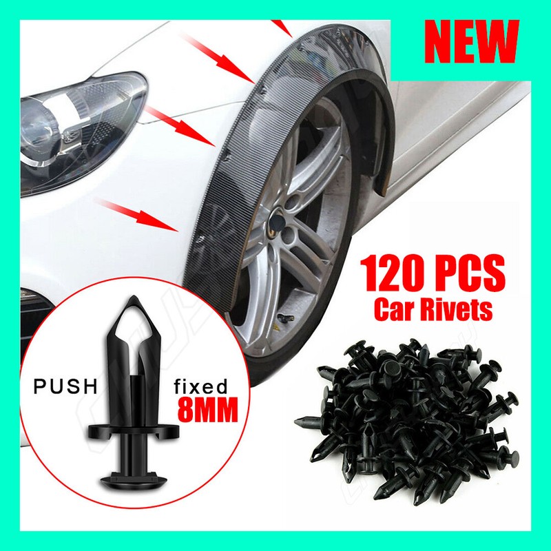 120Pcs Hole Plastic Rivet Fastener Push Clips Retainer Clip for Auto Fender 8mm