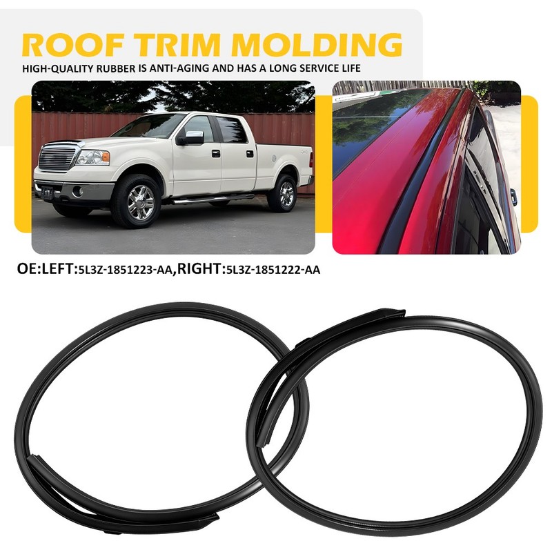 FOR 2004-2008 FORD F-150 F150 BLACK ROOF TOP TRIM MOLDING SET 2PC LEFT + RIGHT