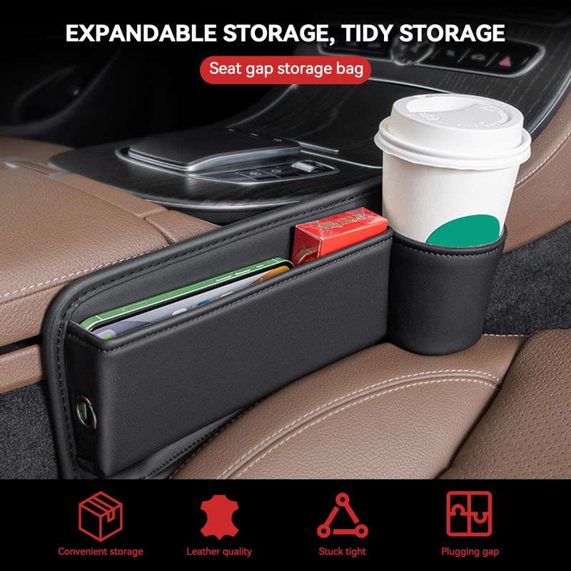 Right Side Leather Car Seat Organizer Box Gap Pocket Storage Holder Accessories gallery