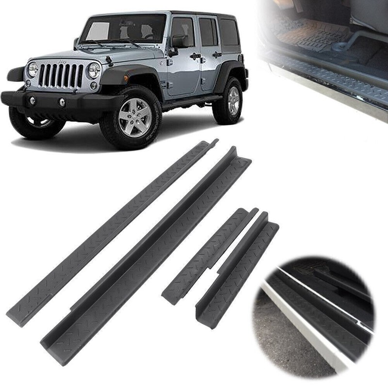 4PCS Door Sill Protector Scuff Plate Entry Guards Fit Jeep Wrangler JK 2007-2017 gallery