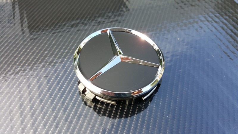 Set of 4 Benz Center Caps Black/Chrome 2.95 Inch/75mm Fits Most Models gallery