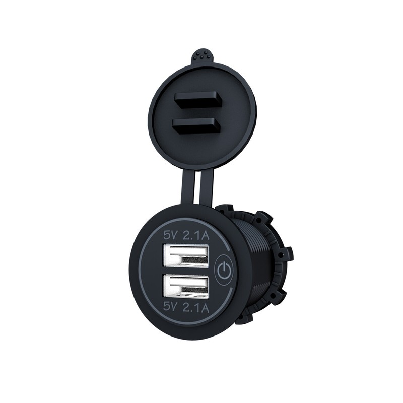 12V-24V Car Cigarette Lighter Socket Dual USB Ports Fast Charger Power Adapter