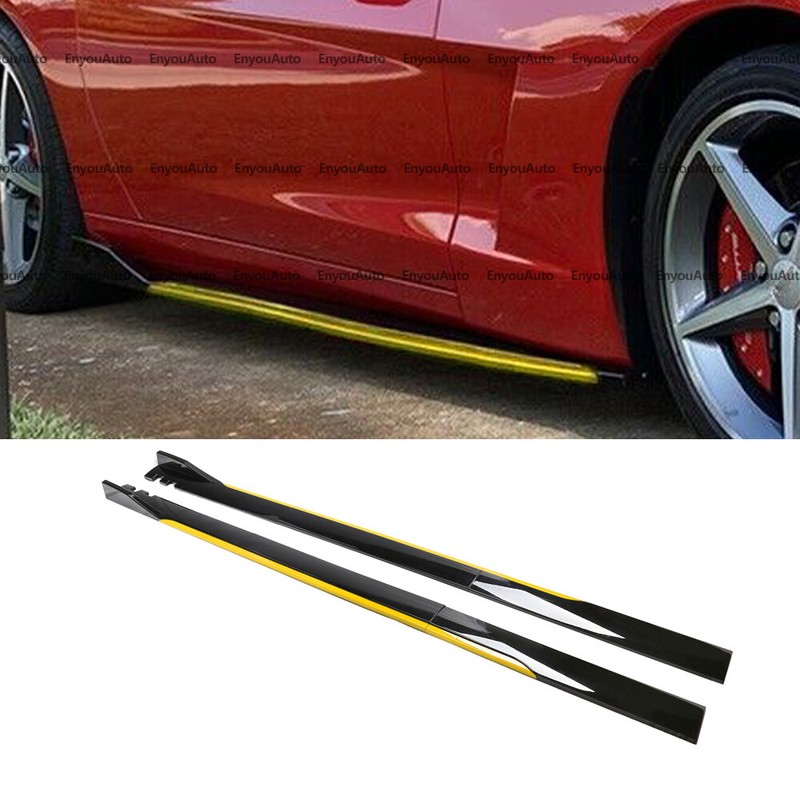 For Dodge Challenger SRT 86″ Side Skirt Extension Rocker Panel Black Yellow