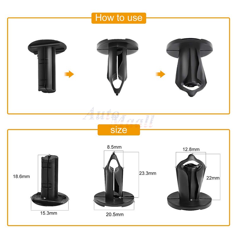 120pcs Nylon Push Type Retainer Clips for 8mm Hole GM 21030249 Chrysler 6503598 gallery