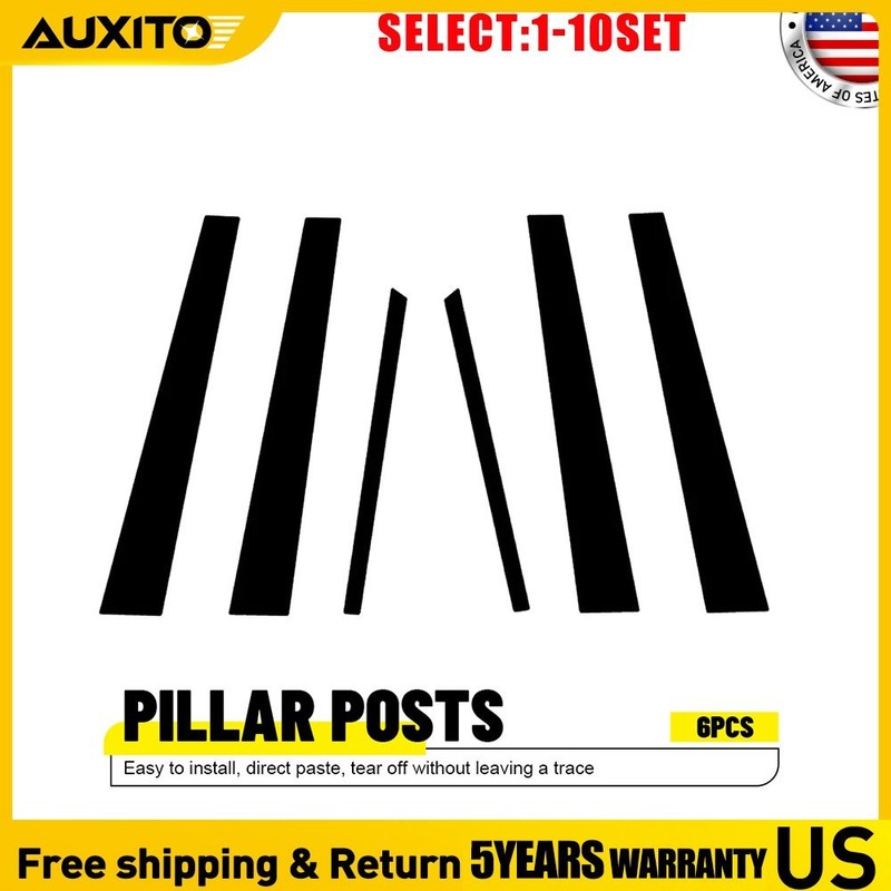 Black Pillar Posts Covers 6PCS Door Trim FOR LEXUS LS430 2001-2006 6-60X