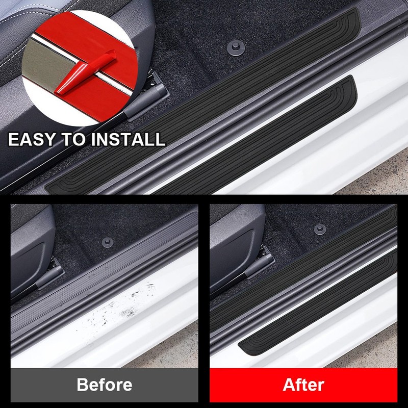 4PCS Car Door Threshold Sill Cover Step Protector Black For Volvo XC40 XC60 XC90 gallery